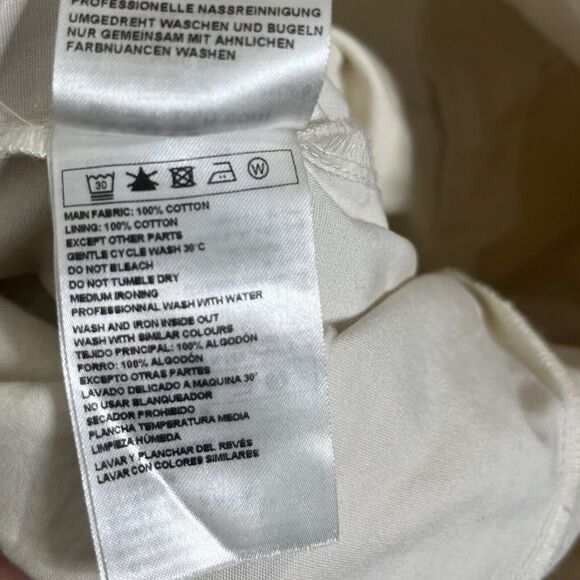 ba&sh Ecru Cotton Stone Pants Women’s Size Small Cropped Paperbag High Rise - Picture 9 of 14